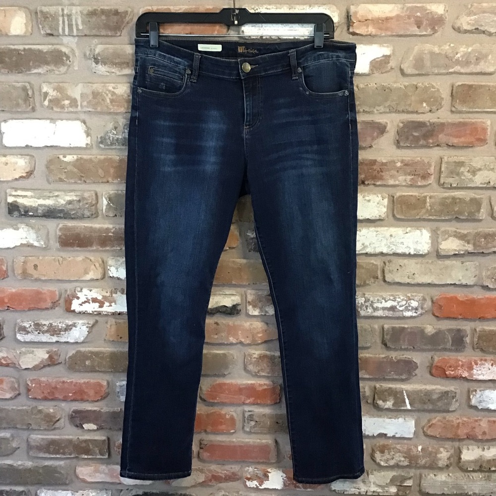 KUT FROM THE KLOTH Women's CATHERINE BOYFRIEND Dark Blue Denim Jeans 14 - Picture 3 of 8